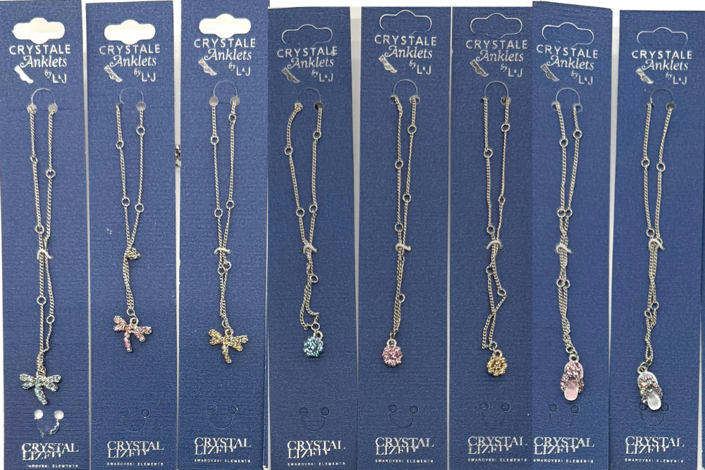 24 Anklet Bracelets made with Swarovski Elements -3 styles -12 Assorted colors
