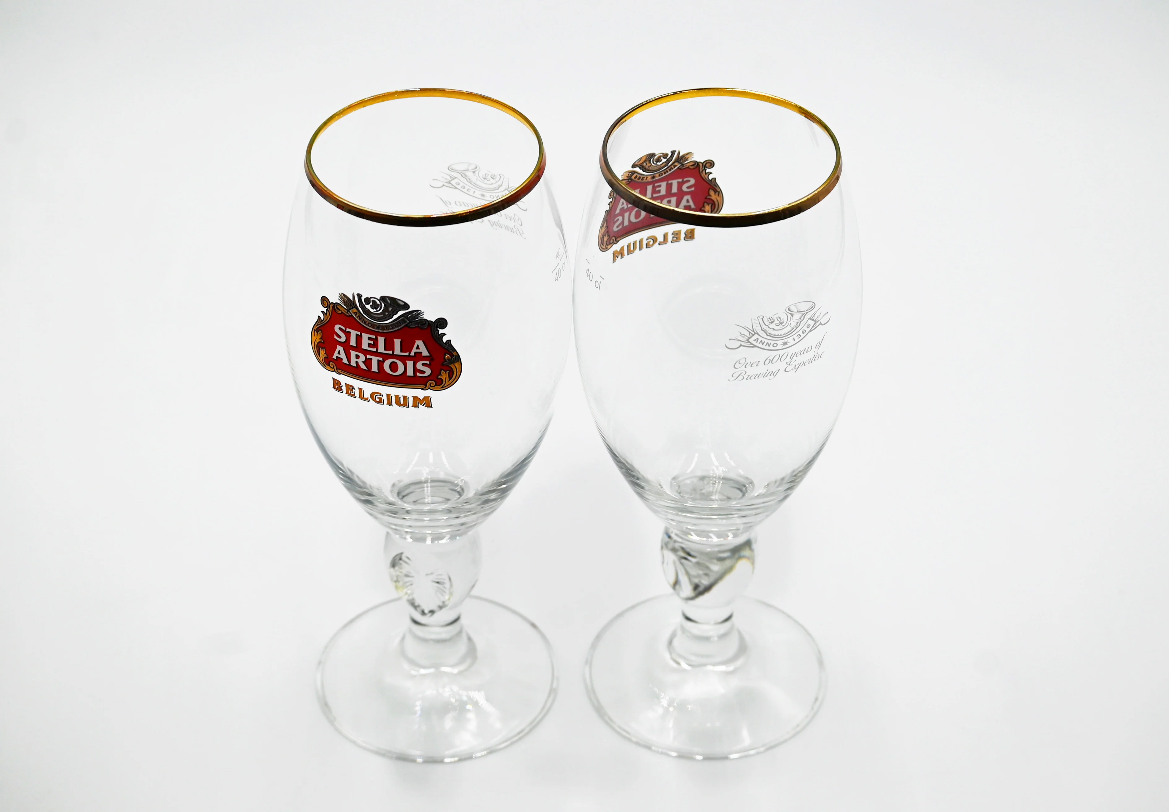 Stella Artois Belgium 40 Cl Goblet Beer Drinking Glass Gold Rim 7.5" Chalice - Image 2